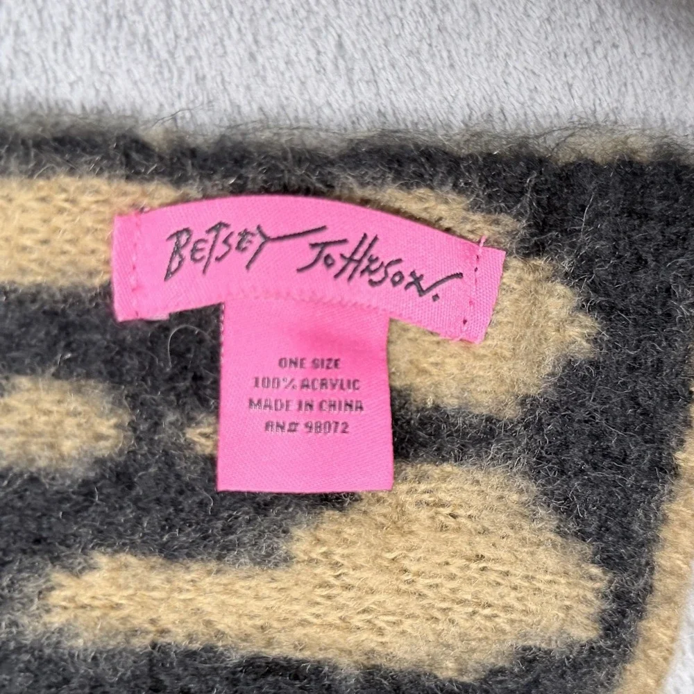 Betsey Johnson Leopard Print Scarf Tan Black Cozy Soft Statement‎ Wrap OS